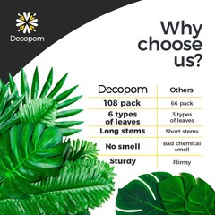 108 Pack Palm Leaves Artificial Tropical Monstera – 6 Kinds Large Small Green…