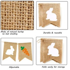 Burlap Rabbit Radish Garland Banners, Bunny Burlap for Easter Decorations Hom…