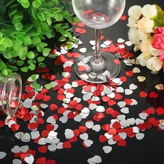 Red Silver Heart Confetti Metallic Valentine Wedding Party Decor 1 Ounce