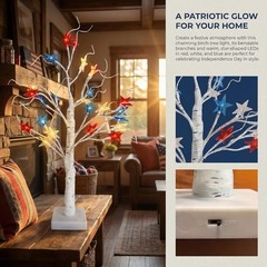 Battery Operated Patriotic Tabletop Tree with LED Lights