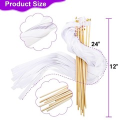 Noamus 100 Pcs Ribbon Wands for Wedding, Lace Streamers Sticks with Bell, Silk