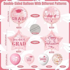 42pcs Graduation Balloons Class of 2026, Grad Latex Confetti Balloons with Co…
