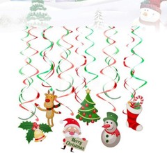 Christmas Hanging Spiral Swirl Decorations Set, Colourful Xmas Party Supplies