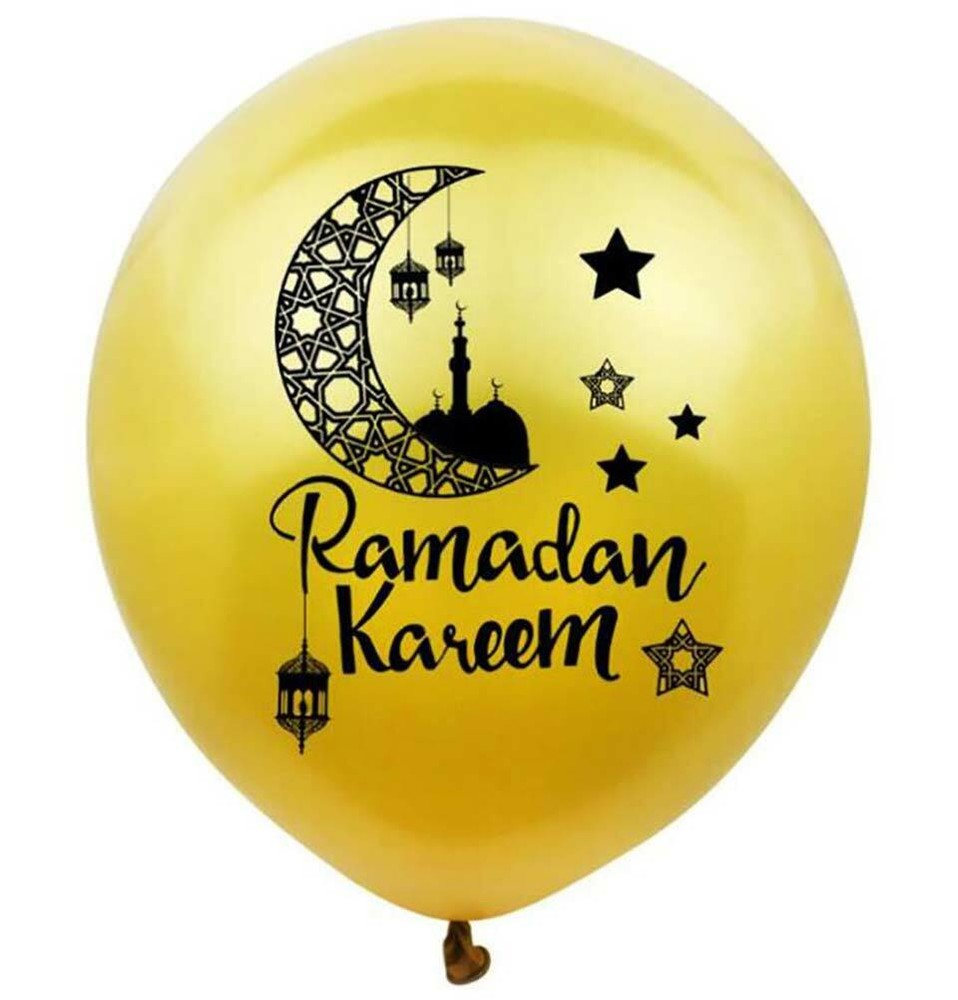 Modefa Islamic Holiday Decor | Ramadan Kareem Balloons | 10 Pack – Gold