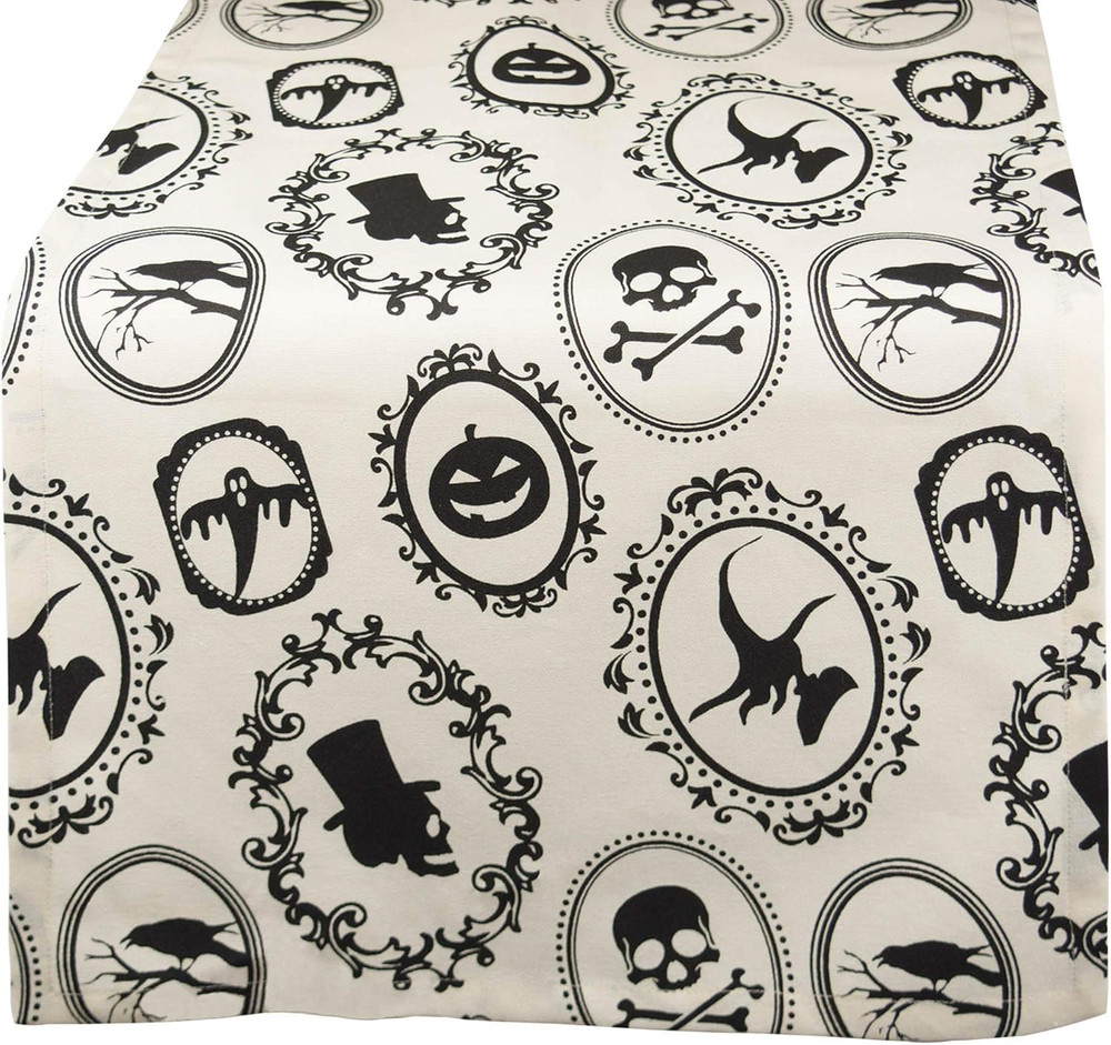 Halloween Party Tabletop Decor, Reusable & Machine Washable Cotton Fabric, Table