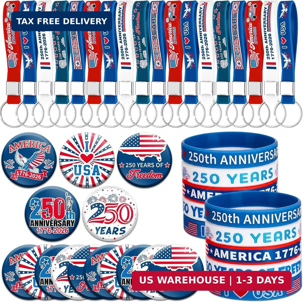 Kenning 75 Pcs 250th Anniversary Patriotic Gift Bulk 4th of July Party Favors Am