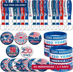 Kenning 75 Pcs 250th Anniversary Patriotic Gift Bulk 4th of July Party Favors Am