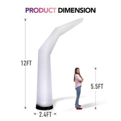 12ft Inflatable color-changing light-up Long horn shaped column decor