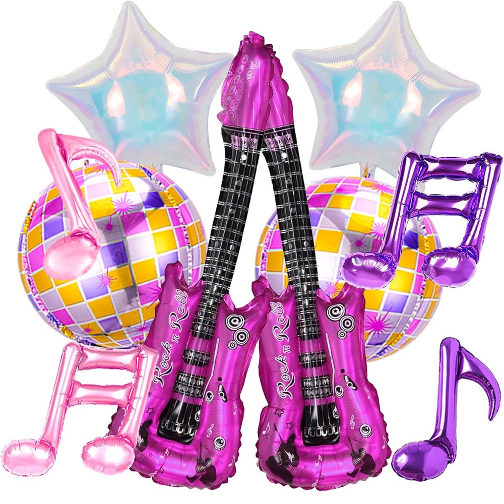 10Pcs Music Balloons Party Decorations – 33 Inch Guitar Balloons for Music Th…