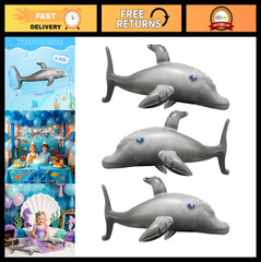 3PCS Dolphin Balloons – Realistic Inflatable Ocean Animals for Under the Sea Par