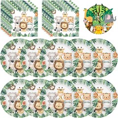 40 Pcs Jungle Animals Party Decorations – Safari Animal Plates and Napkins, Wild