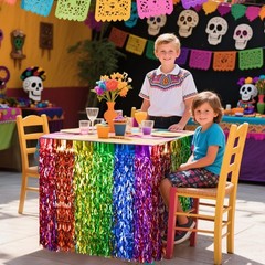 Cinco de Mayo Decorations 2 Packs Fiesta Party Wavy Metallic Tinsel Foil