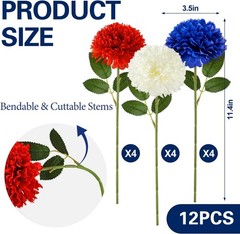 Elegant Silk Chrysanthemum Flowers – 12 Pcs for Independence Day Centerpieces