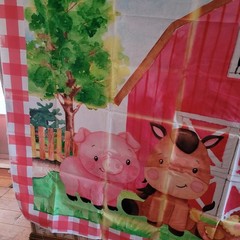 Red Barn Animals Farm Party Banner Backdrop Wall Decor 8′ X 5′ Vinyl NEW