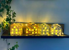 5 Colourful String Hanging Paper House Hut Party Christmas Xmas Table Decoration