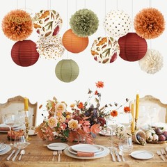 NICROLANDEE Fall Wedding Decorations, 12 PCS Orange Maple Leaf Paper Lanterns…