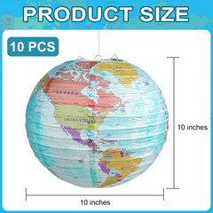 10 Pieces World Map Paper Lanterns 10 Inch Paper Globes Lanterns Map Classroom L