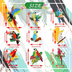 9 Pcs Tropical Birds Honeycomb Cutouts, Hanging Parrot Paper Cutouts Hawaiian S
