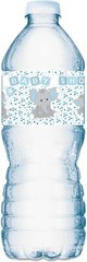 20 Blue Elephants Water Bottle Labels For Baby Shower Party Waterproof Glossy
