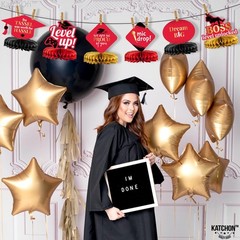 Red and Gold Graduation Centerpieces 2026 – Pack of 9, Graduation Honeycomb Cent