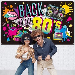 80s Party Banner Backdrop Decoration Photo Background 73 x 43 Inch Retro Party