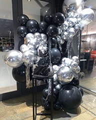 153Pcs Black and Silver Balloons Garland Arch Kit with Stars – 22 18 12 10 5 inc
