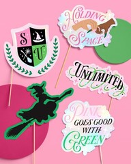 , Pink + Green Witch Photo Props – 24 Count | Bachelorette Backdrop, Party Ph…