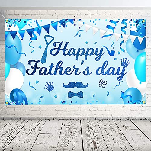 JOZON Backdrop Banner for Happy Fathers Day 70 x 43 Inch Large Size Banner for