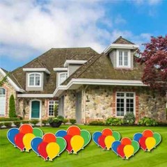 Birthday Balloon Yard Signs, Rainbow Balloons Accessories, 6pc Yard Sign Set