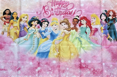Disney Princess Themed Birthday Banner 5ft x 3ft NEW «Happy Birthday» Pink