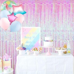 Multicolor Foil Fringe Curtain 3.2 x 9.8 ft – Ideal for Celebrations and Photos