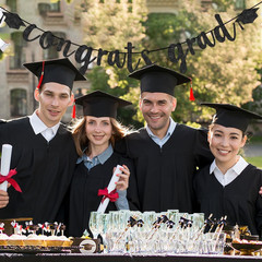 Congratulations Graduation Decorations Class of 2026, Pre-Strung Black Glitter C