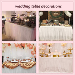 Suppromo 6Ft White Tulle Table Skirt for Rectangle Tables or round Tables Tutu T