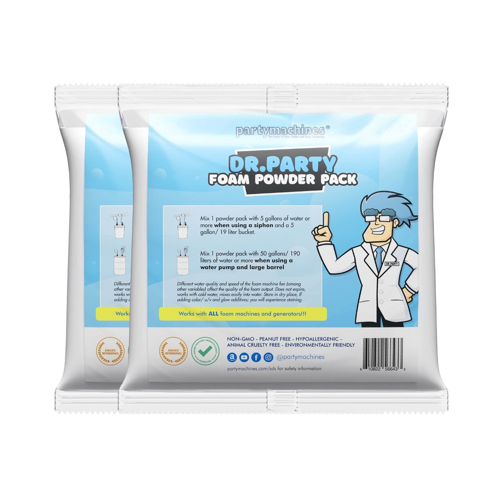 Dr. Party Foam Powder Pack of 2 Foam Machine Foam Party Generator Up to 240 Gall