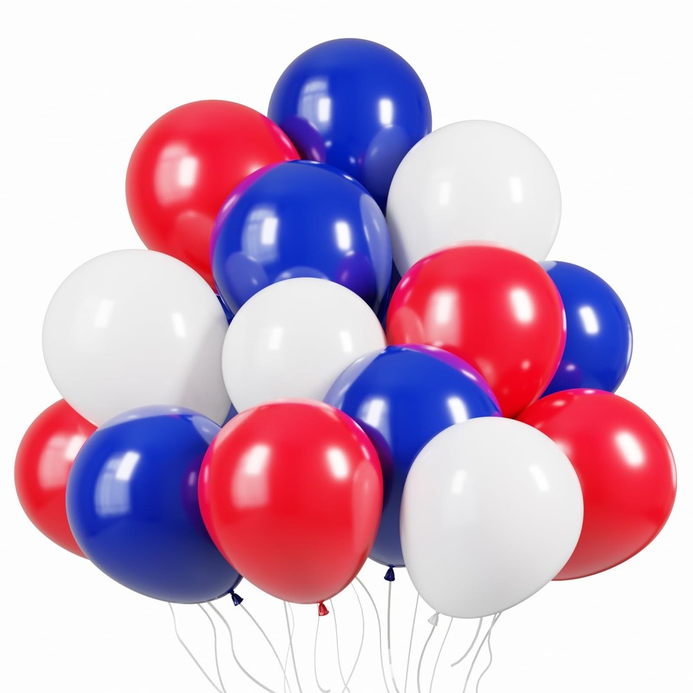 Red White and Blue Balloons – 60 Pack 12 inch for 4th of July Decorations Ind…