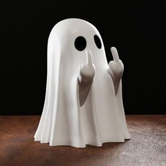 Middle Finger Cute Ghost Statue Scary Ghost Figurines Halloween Decorations JQ