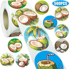 500 Pcs Coconut Themed Stickers for Birthday Party Decorations