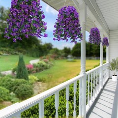 Sggvecsy Artificial Fake Hanging Flowers Plants for Outdoor 2Pcs, Purple