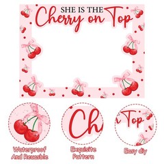 1 PCS Cherry Photo Booth Prop Frame 80x60cm Berry Theme Party