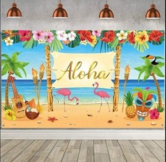 Hawaiian Aloha Luau Party Decoration, Extra Large Summer Luau Beach Party Banner