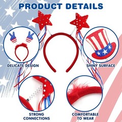 Comfortable 9PCS American Flag Headbands for Fun July 4th Celebrations