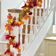 3 Pack Fall Leaf Garland with Lights, Total 17.7 Ft String Lights Fall Vines …