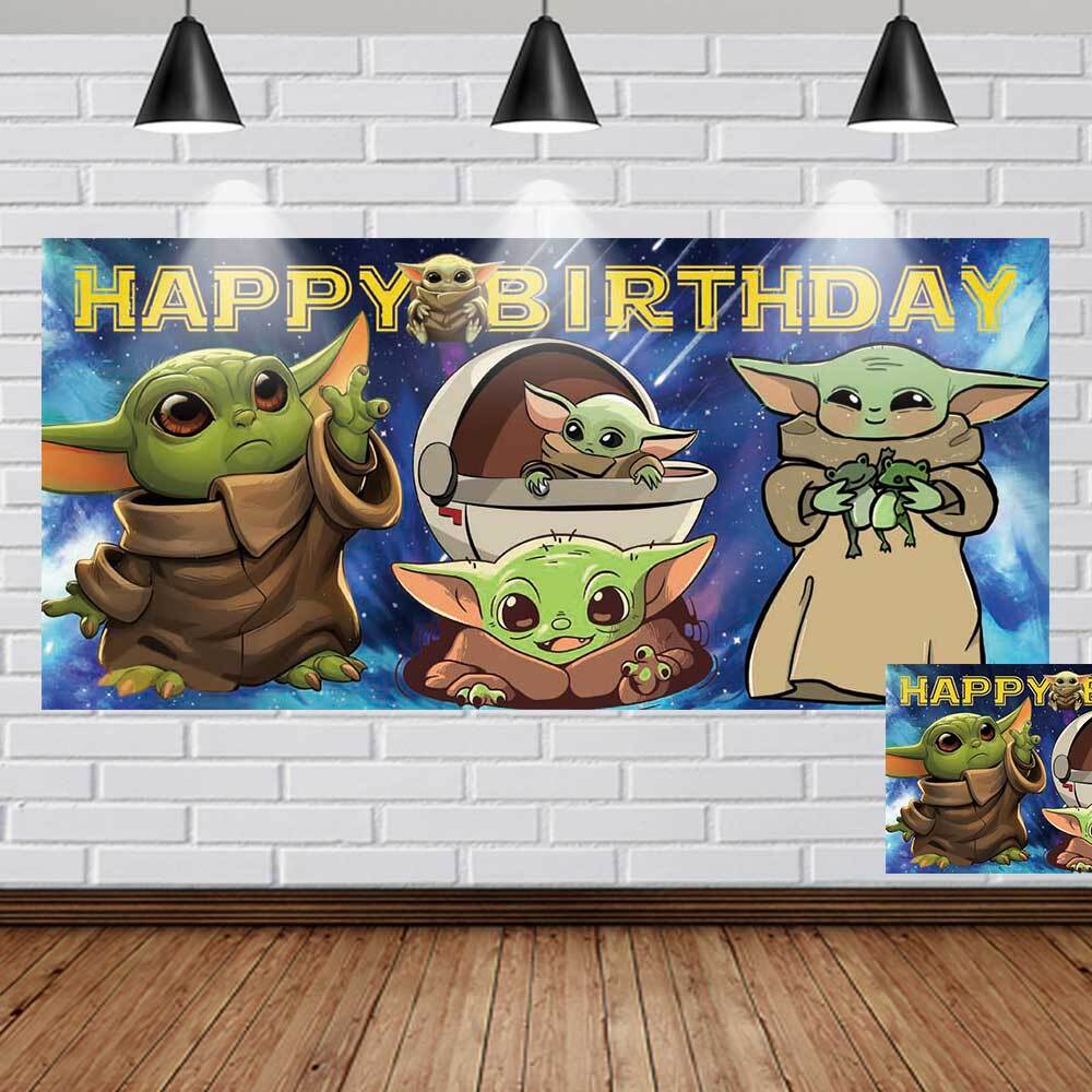 Baby Yoda Party Supplies Backdrop Banner Background Party Decorations 5x3ft
