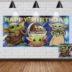 Baby Yoda Party Supplies Backdrop Banner Background Party Decorations 5x3ft