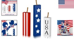 Versatile 4th of July Decorations – 3 PC Wooden Centerpieces for Festive Style