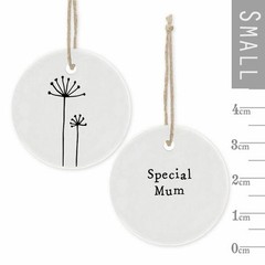 Mini Porcelain Hanging Tag – Special Mum – East Of India
