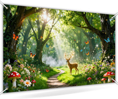 Spring Enchanted Forest Backdrop Fairy Enchanted Forest Party Decorations Banner