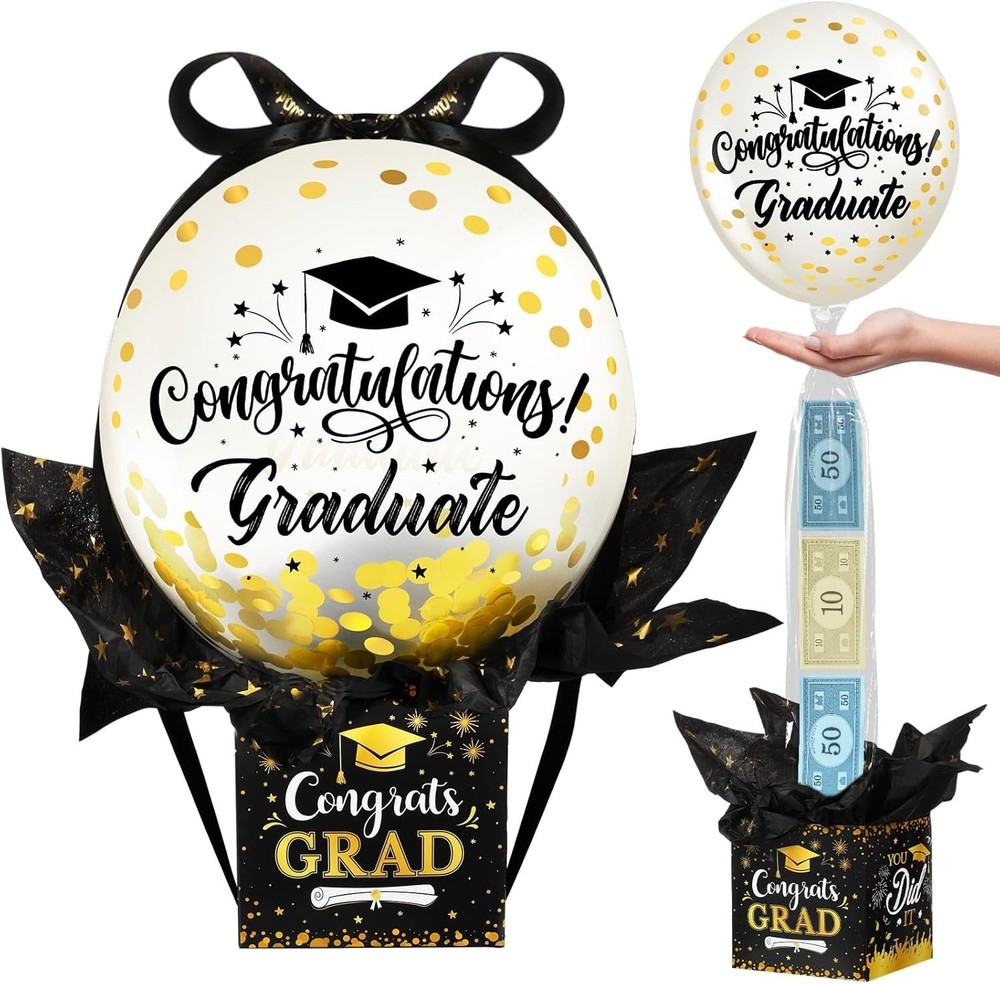 Graduation Pull Money Balloon Box Surprise Kit for Cash Graduation Party Balloon