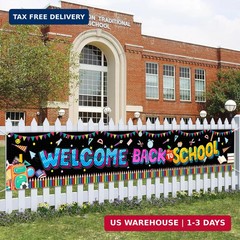 Large Welcome Back to School Banner 120×20 Inch, Back To School Decorations Back
