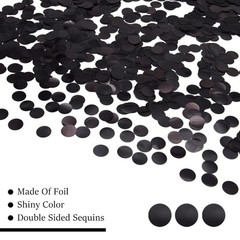 50g/1.76oz Metallic Glitter Foil Confetti 15mm Black Round Circle Dots Table